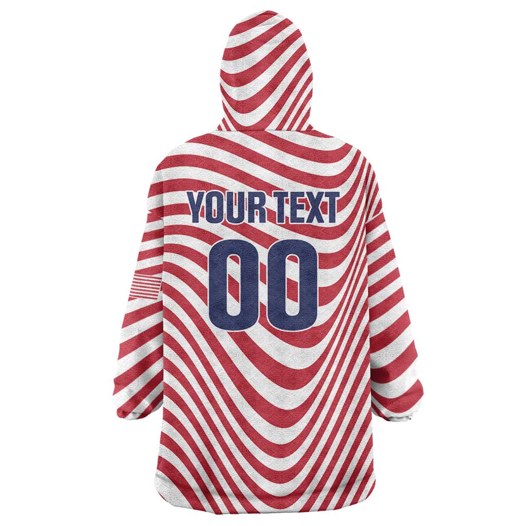 Custom Soccer 2026 USA Wearable Blanket Hoodie Wave Flag Stylized
