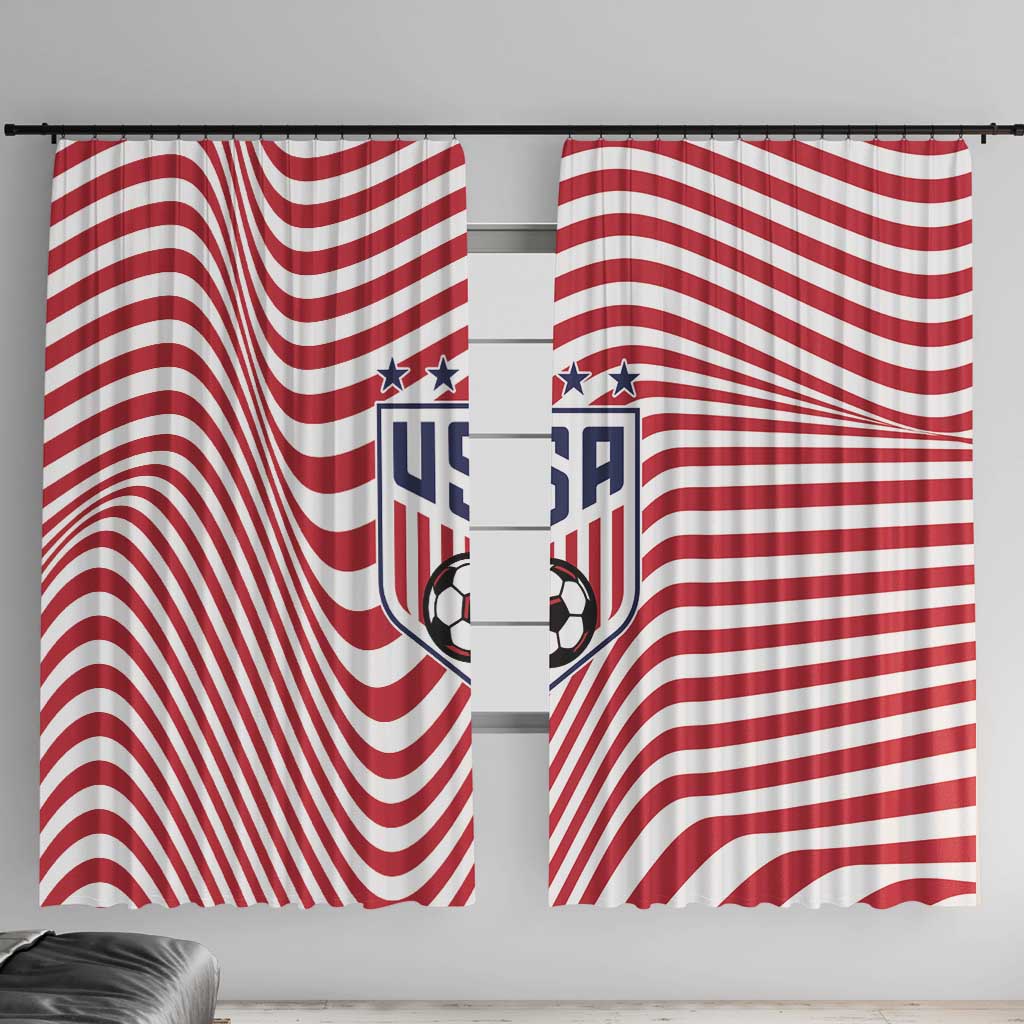 Soccer 2026 USA Window Curtain Wave Flag Stylized