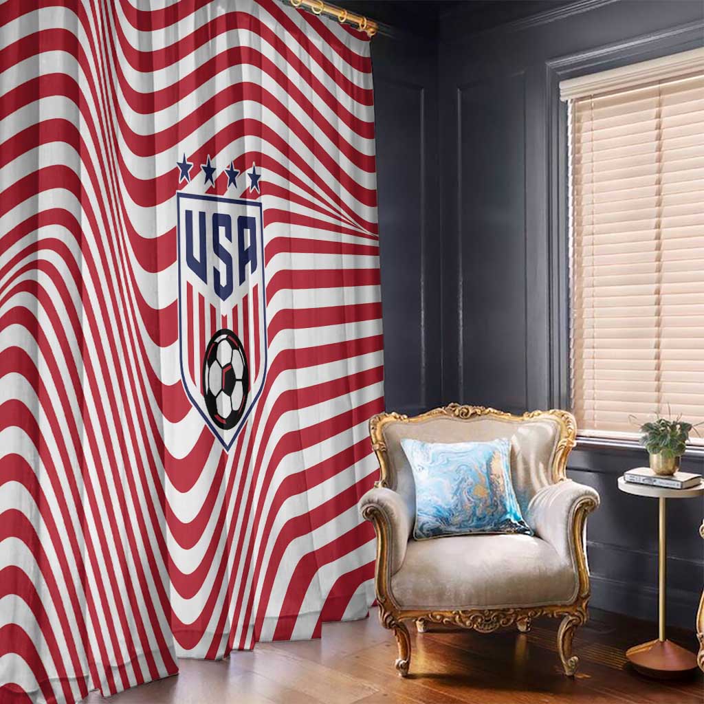 Soccer 2026 USA Window Curtain Wave Flag Stylized