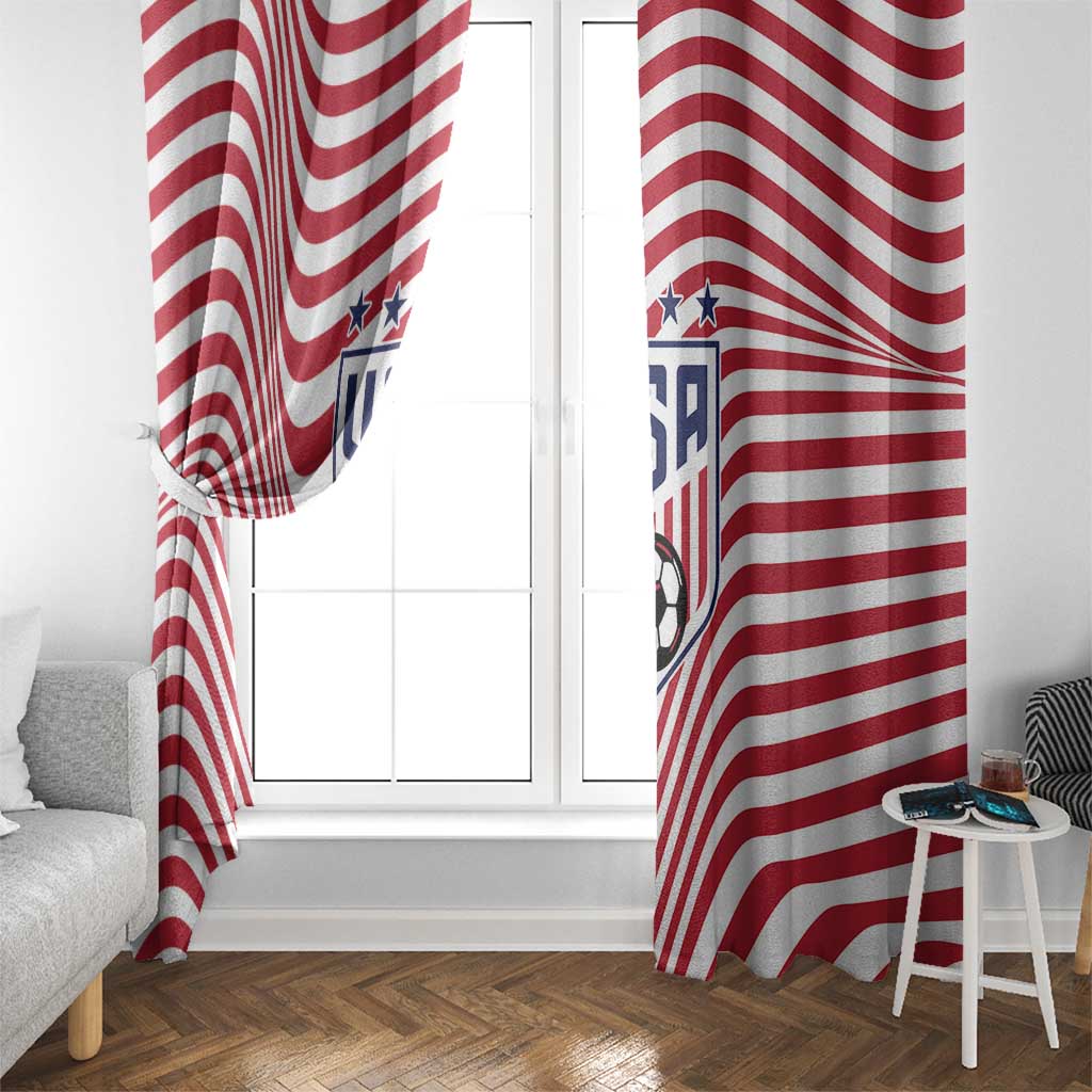 Soccer 2026 USA Window Curtain Wave Flag Stylized