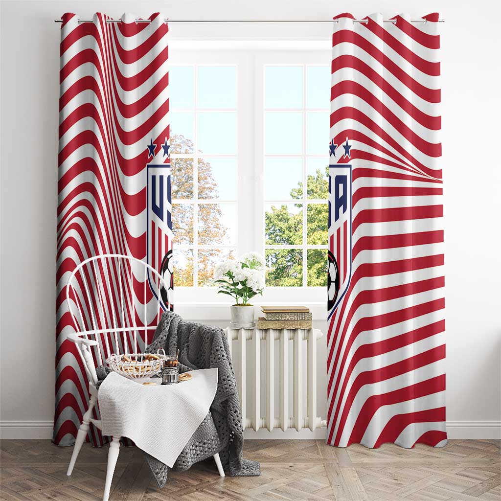 Soccer 2026 USA Window Curtain Wave Flag Stylized