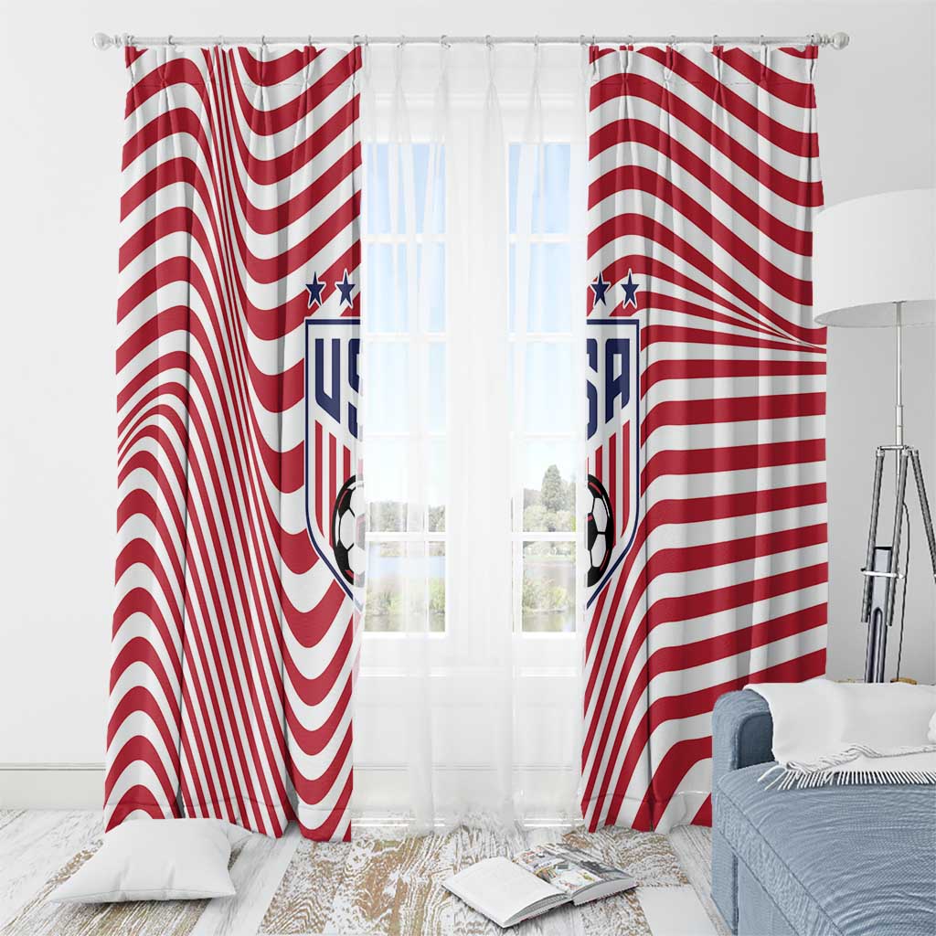 Soccer 2026 USA Window Curtain Wave Flag Stylized