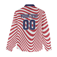 Custom Soccer 2026 USA Women Casual Shirt Wave Flag Stylized