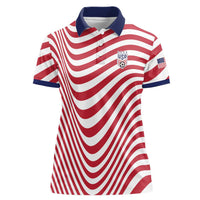 Custom Soccer 2026 USA Women Polo Shirt Wave Flag Stylized