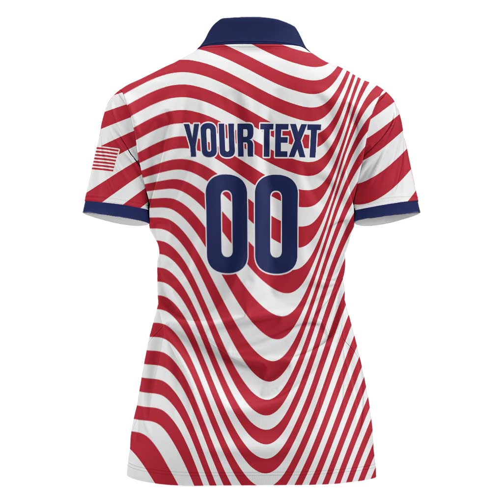 Custom Soccer 2026 USA Women Polo Shirt Wave Flag Stylized