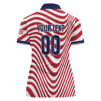 Custom Soccer 2026 USA Women Polo Shirt Wave Flag Stylized