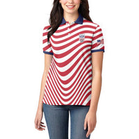 Custom Soccer 2026 USA Women Polo Shirt Wave Flag Stylized