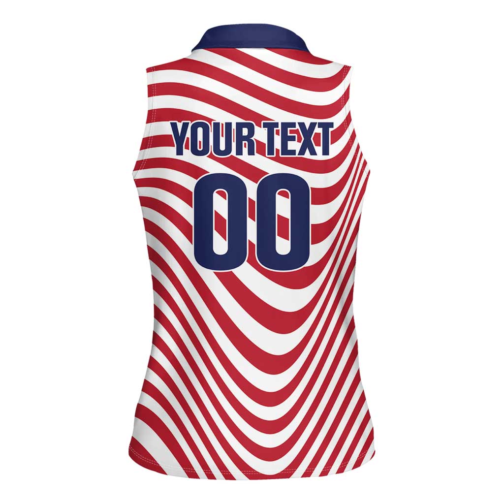 Custom Soccer 2026 USA Women Sleeveless Polo Shirt Wave Flag Stylized
