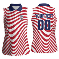 Custom Soccer 2026 USA Women Sleeveless Polo Shirt Wave Flag Stylized