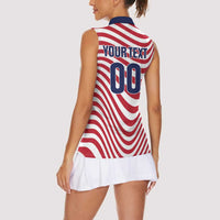 Custom Soccer 2026 USA Women Sleeveless Polo Shirt Wave Flag Stylized