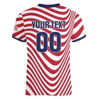 Custom Soccer 2026 USA Women V-Neck T-Shirt Wave Flag Stylized