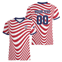 Custom Soccer 2026 USA Women V-Neck T-Shirt Wave Flag Stylized