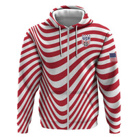 Custom Soccer 2026 USA Zip Hoodie Wave Flag Stylized