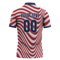 Custom Soccer 2026 USA Zipper Polo Shirt Wave Flag Stylized
