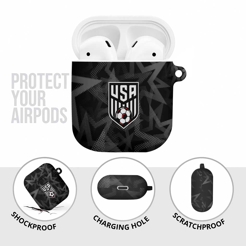 Soccer 2026 USA AirPods Case Black Stars Version