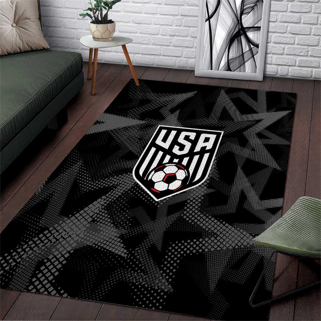 Soccer 2026 USA Area Rug Black Stars Version