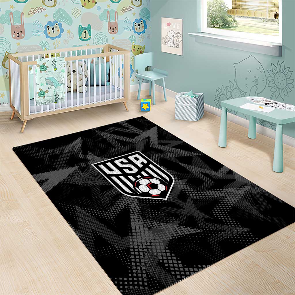 Soccer 2026 USA Area Rug Black Stars Version