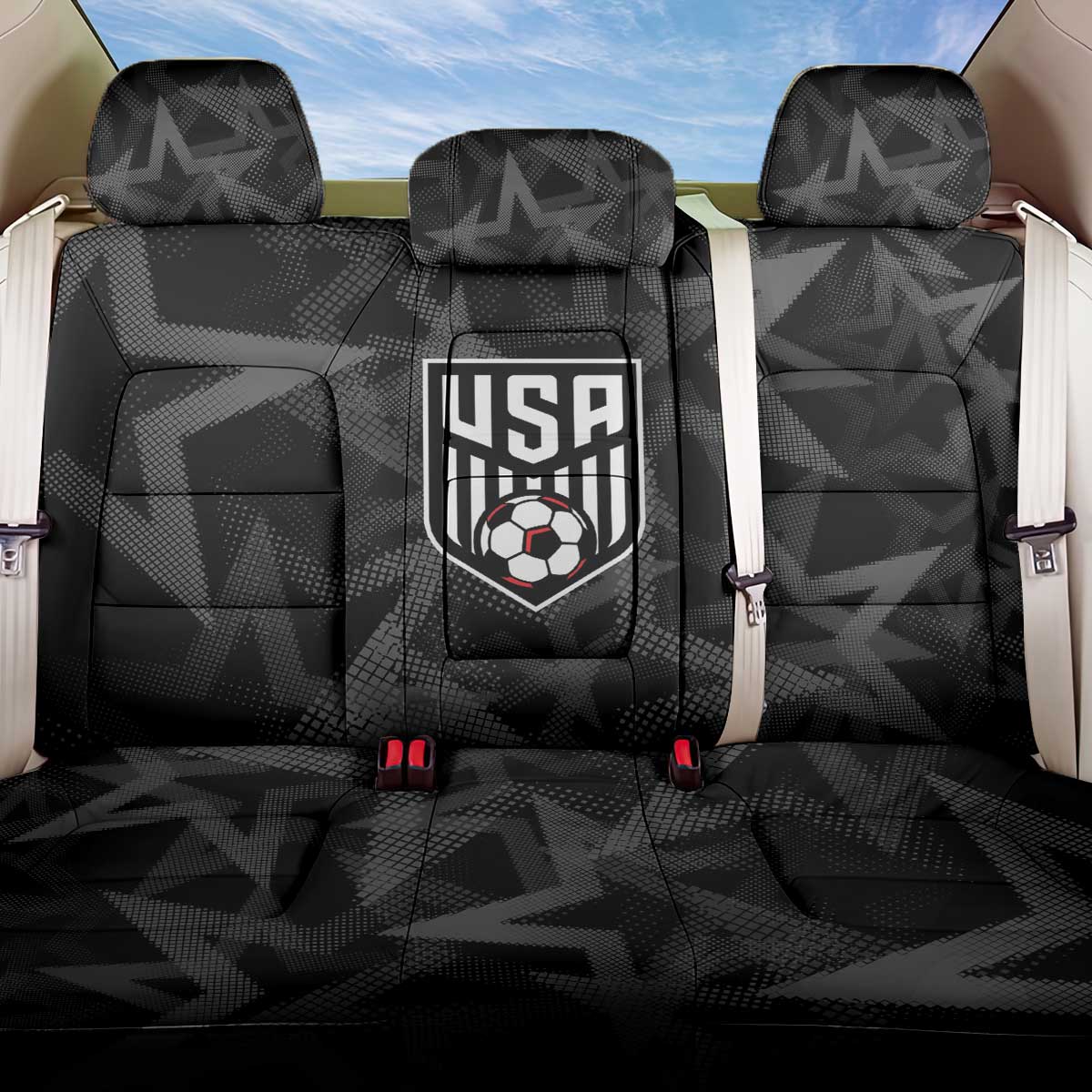 Soccer 2026 USA Back Car Seat Cover Black Stars Version