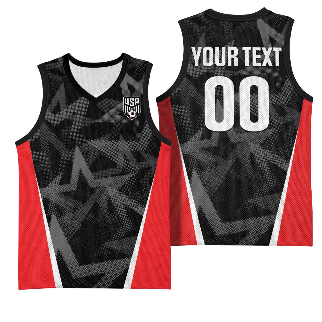 Custom Soccer 2026 USA Basketball Jersey Black Stars Version