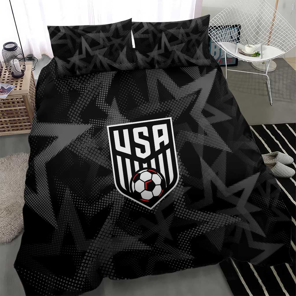 Soccer 2026 USA Bedding Set Black Stars Version