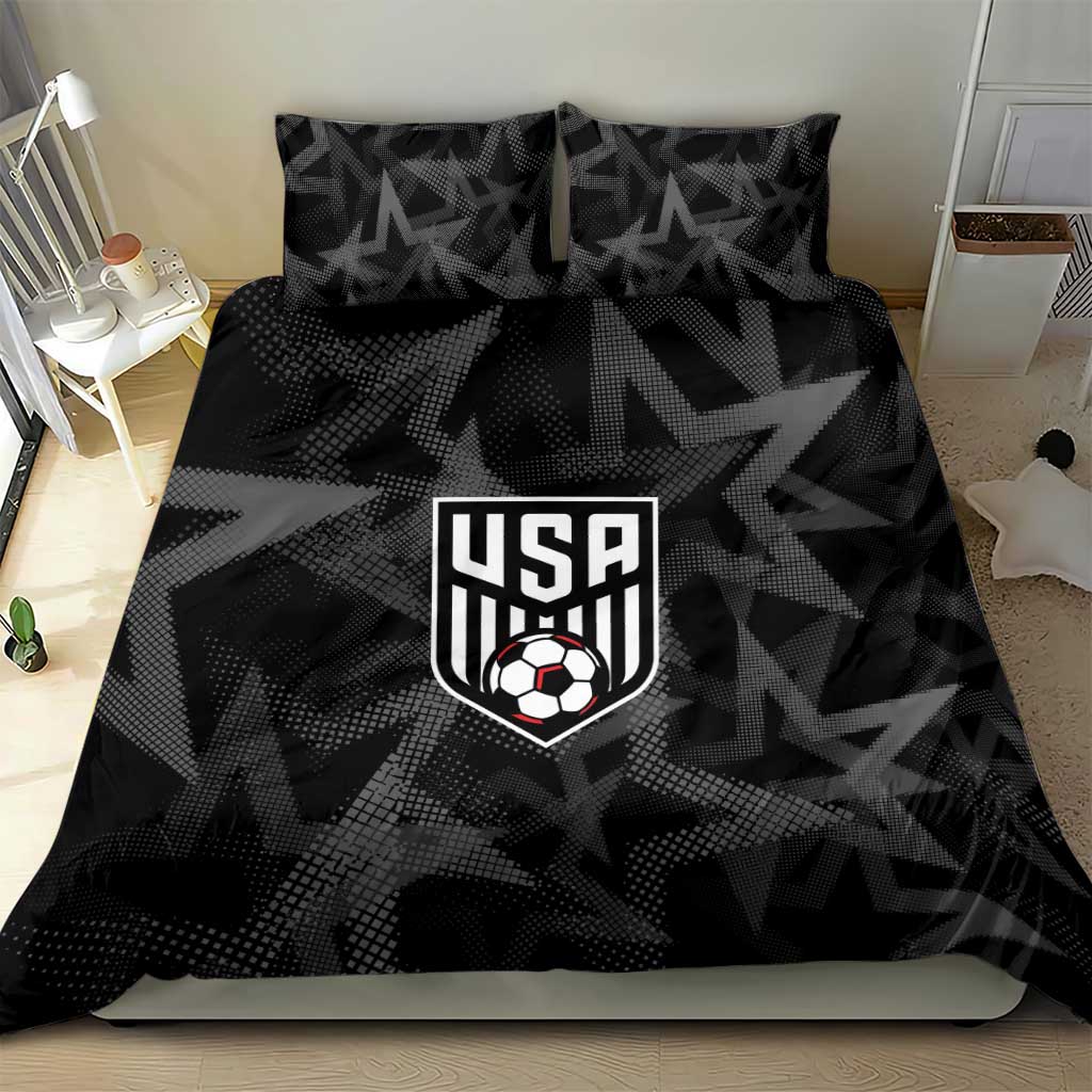 Soccer 2026 USA Bedding Set Black Stars Version