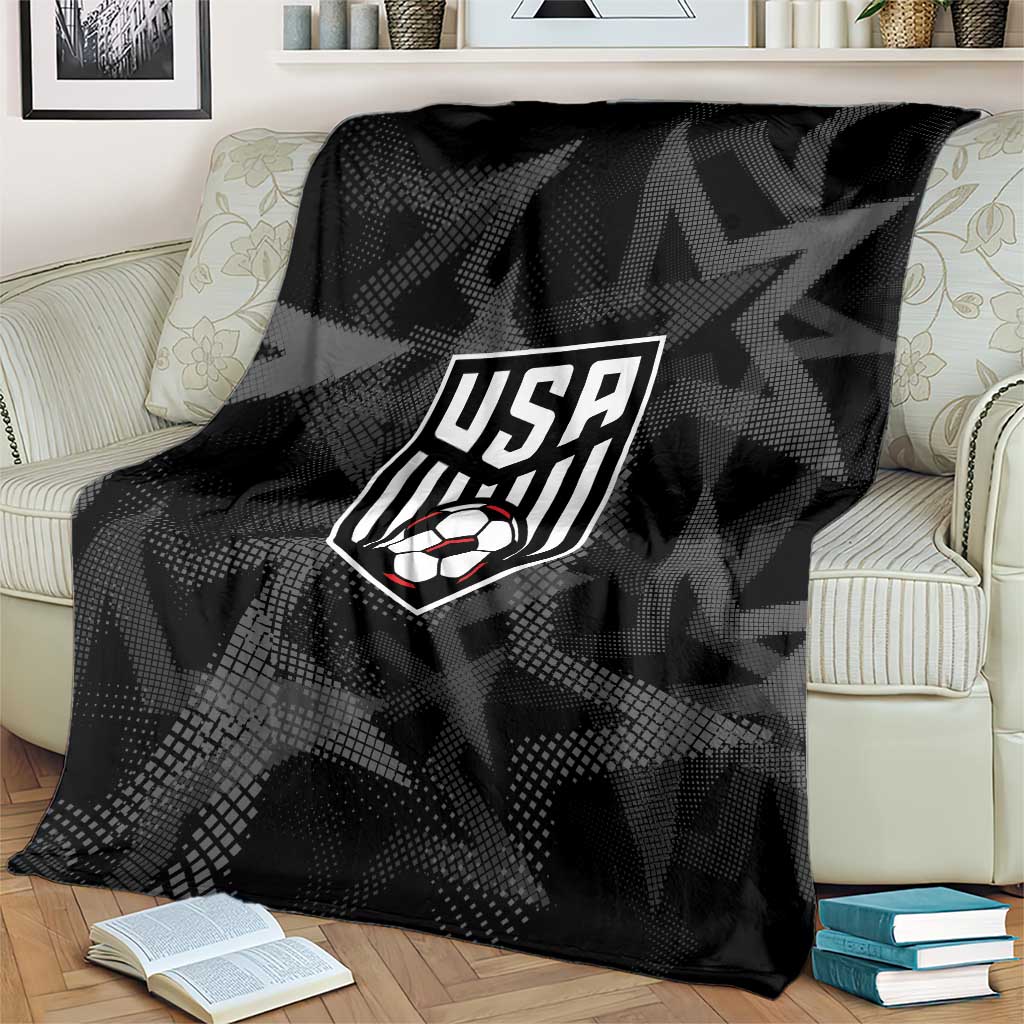 Soccer 2026 USA Blanket Black Stars Version