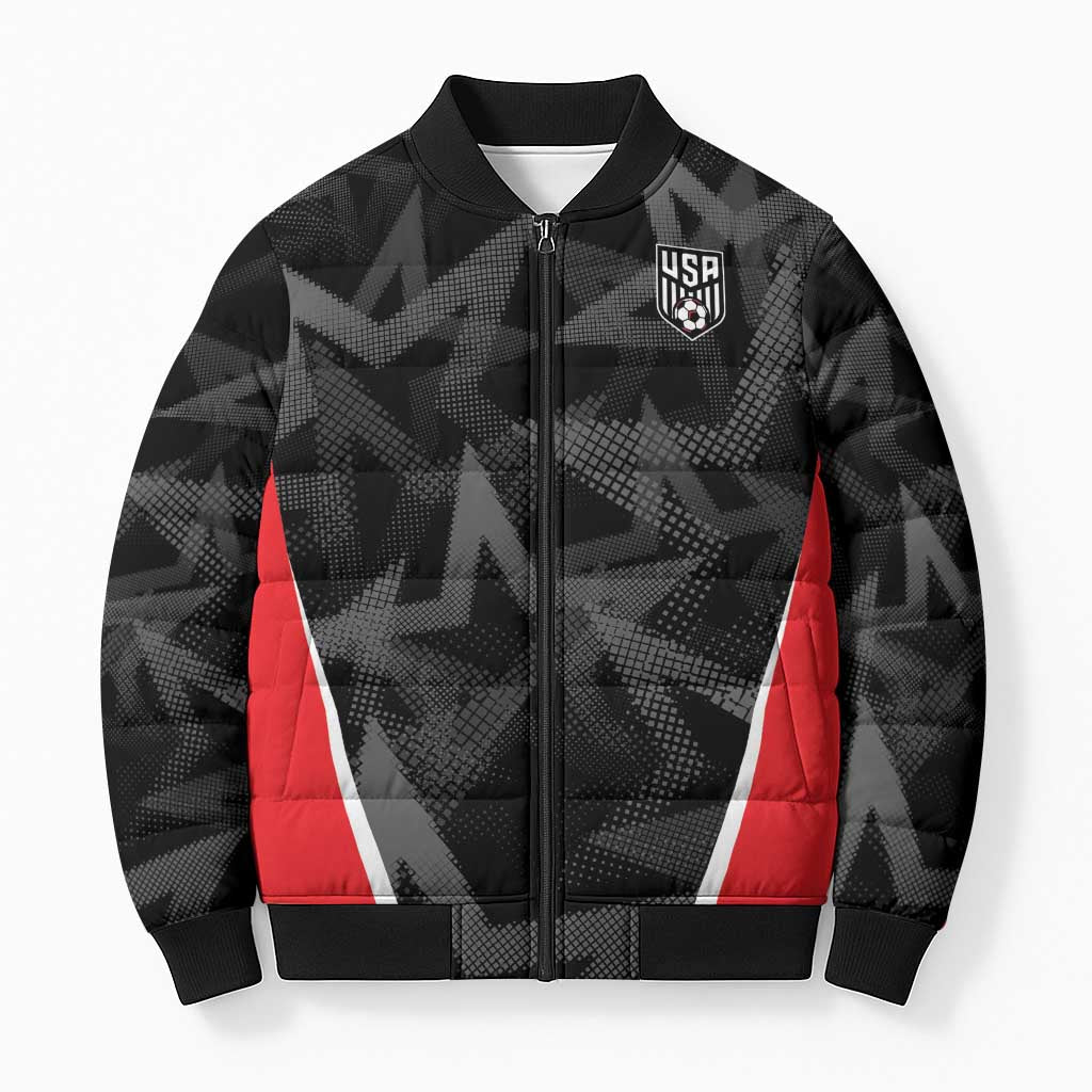 Custom Soccer 2026 USA Bomber Puffer Jacket Black Stars Version