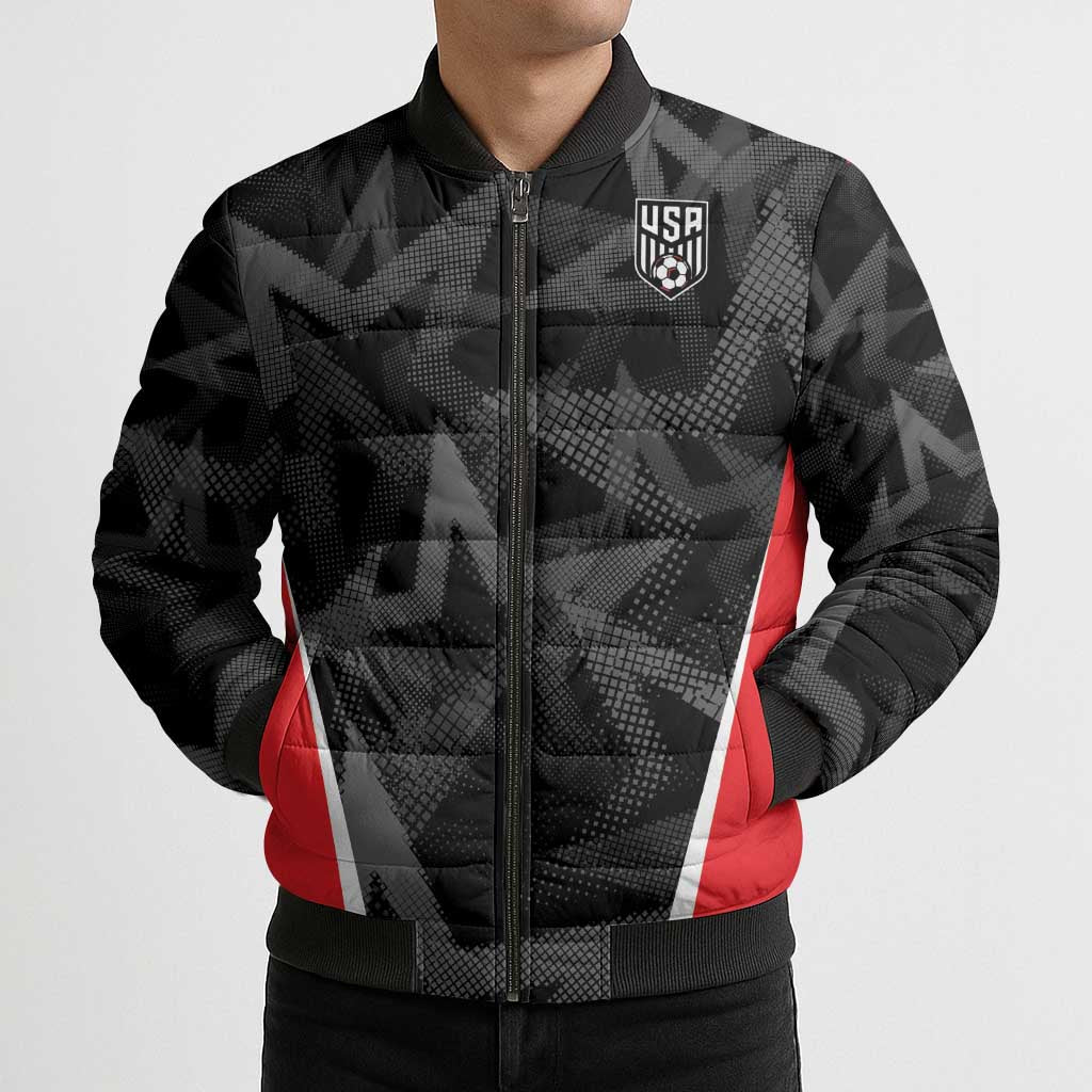 Custom Soccer 2026 USA Bomber Puffer Jacket Black Stars Version