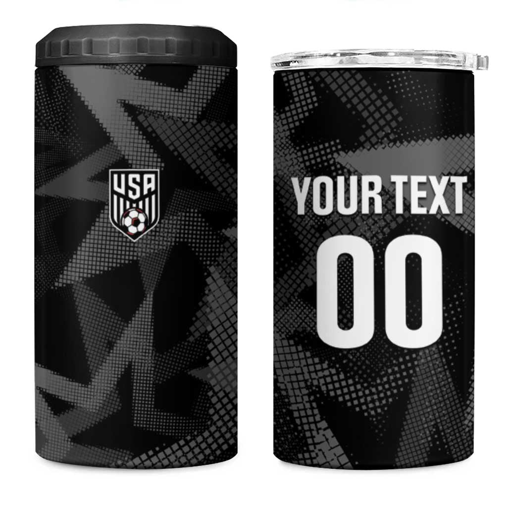 Custom Soccer 2026 USA 4 in 1 Can Cooler Tumbler Black Stars Version