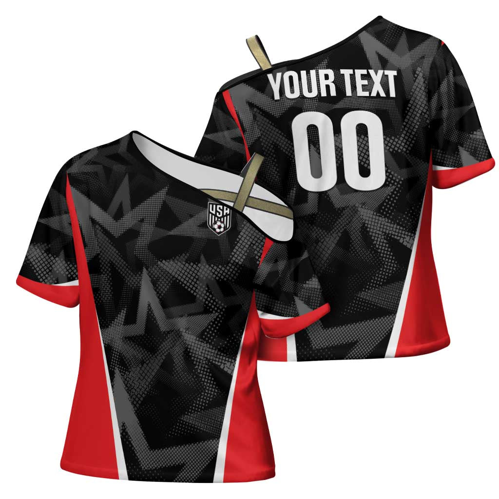 Custom Soccer 2026 USA Cross Shoulder Shirt Black Stars Version