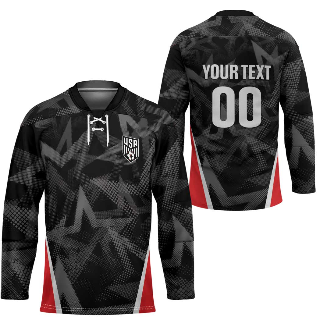 Custom Soccer 2026 USA Hockey Jersey Black Stars Version