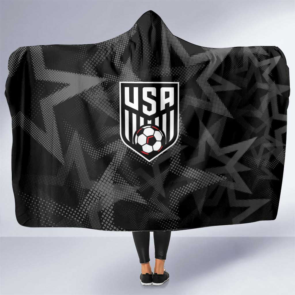 Soccer 2026 USA Hooded Blanket Black Stars Version