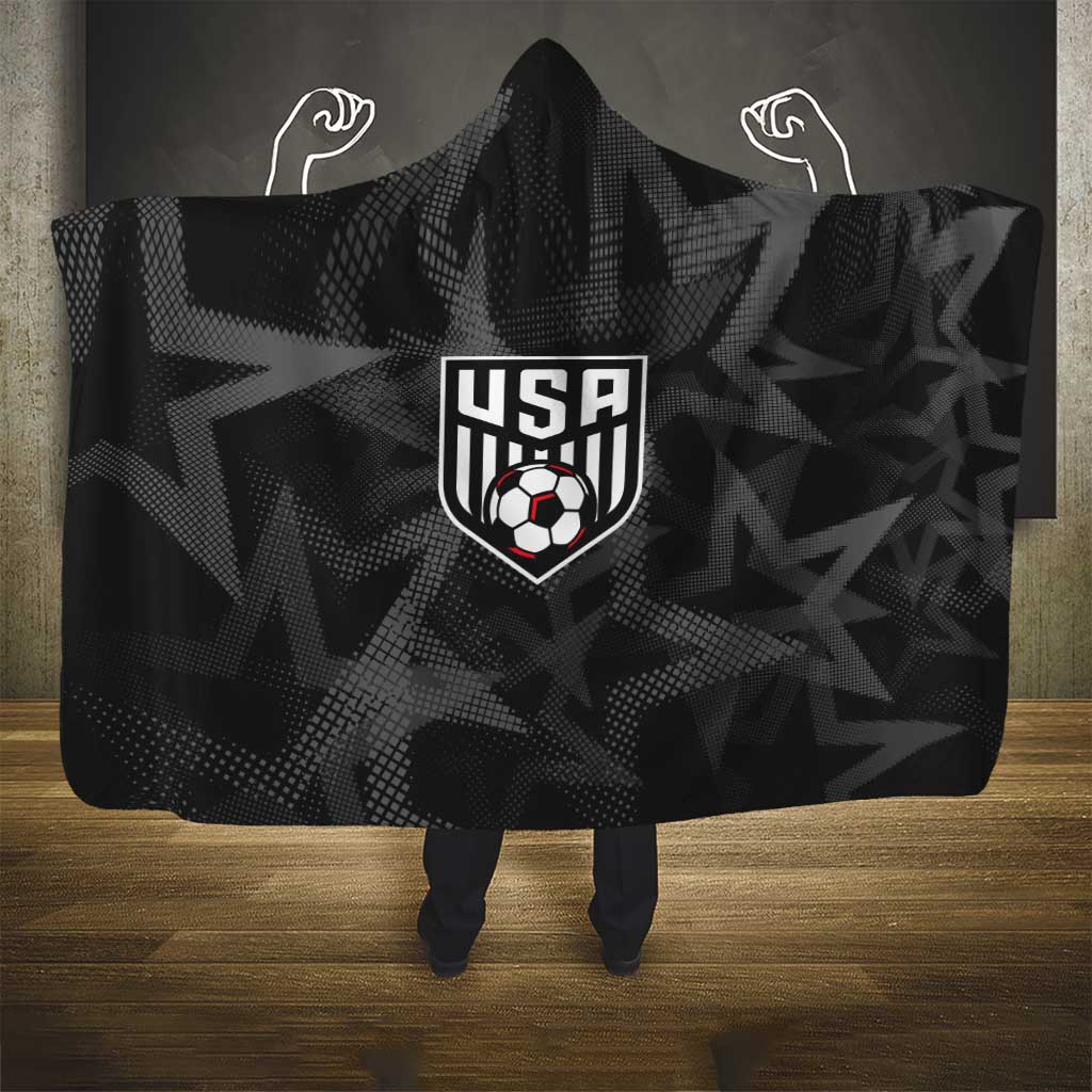 Soccer 2026 USA Hooded Blanket Black Stars Version