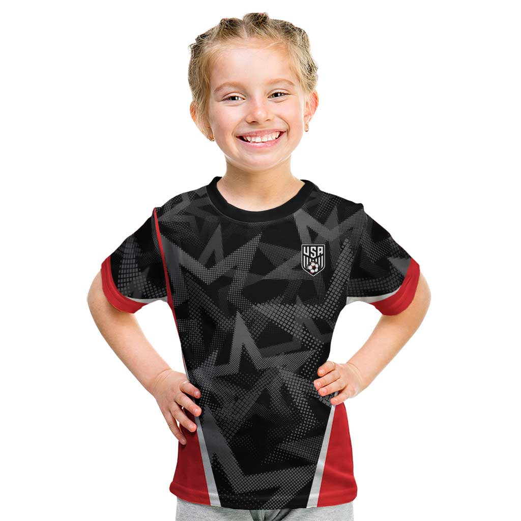Custom Soccer 2026 USA Kid T Shirt Black Stars Version