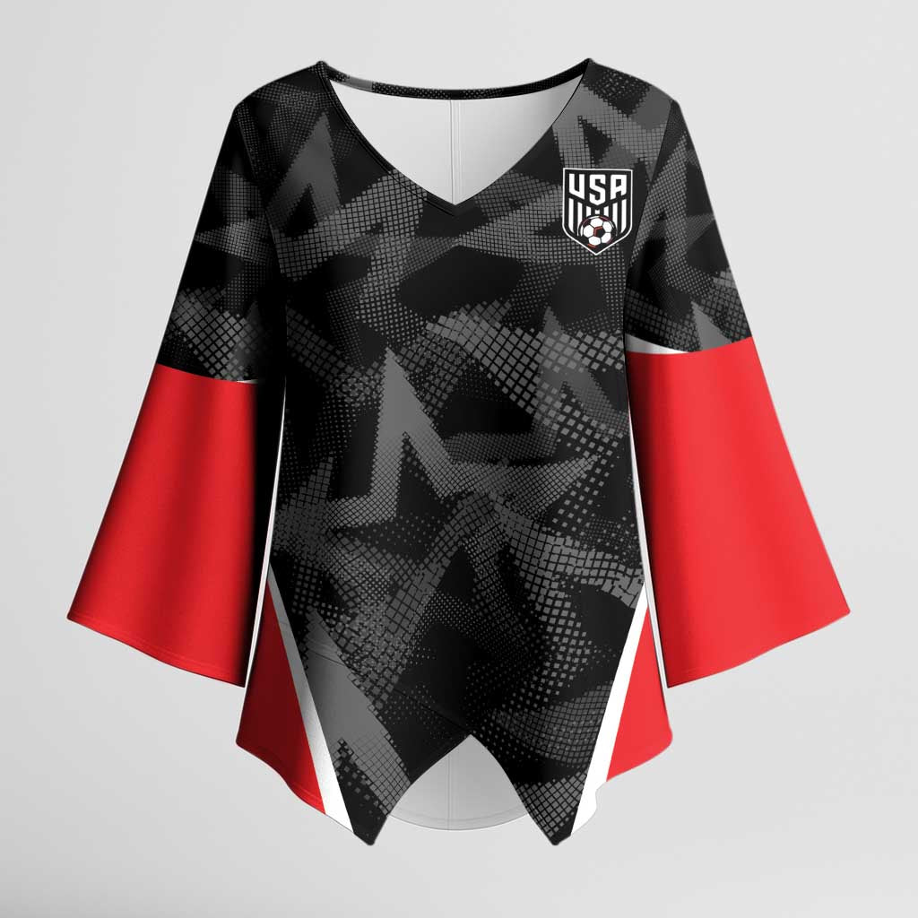 Custom Soccer 2026 USA Kimono Sleeve Blouse Black Stars Version