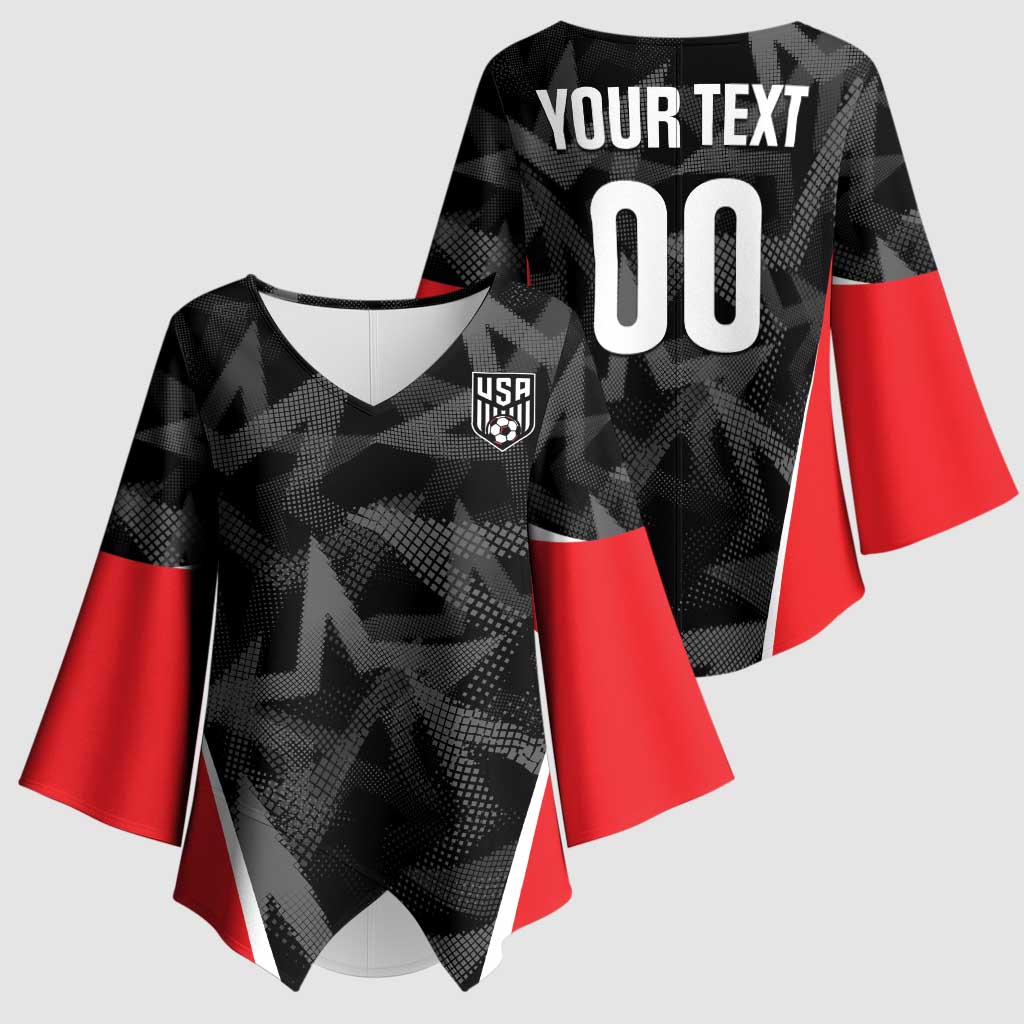 Custom Soccer 2026 USA Kimono Sleeve Blouse Black Stars Version