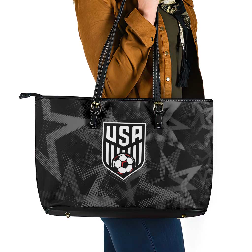 Soccer 2026 USA Leather Tote Bag Black Stars Version