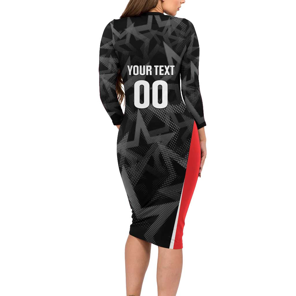 Custom Soccer 2026 USA Long Sleeve Bodycon Dress Black Stars Version