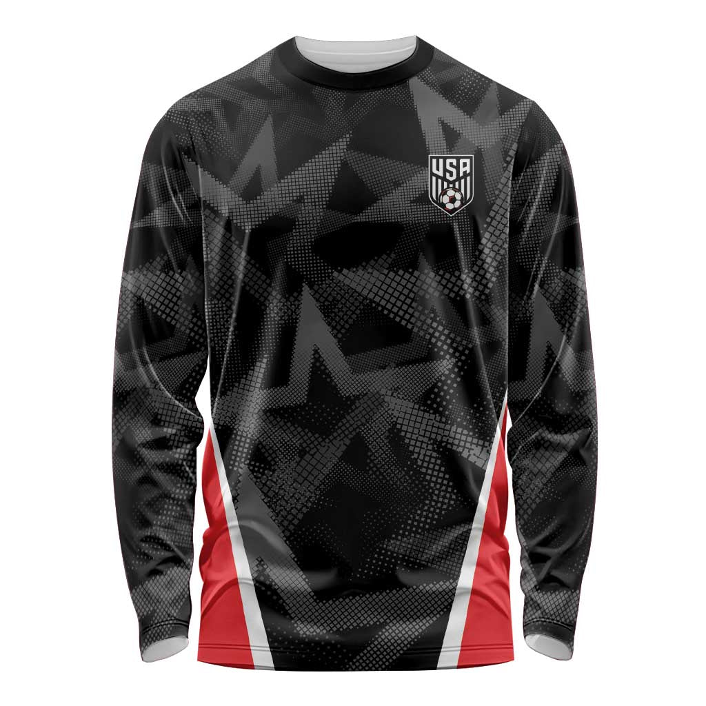 Custom Soccer 2026 USA Long Sleeve Shirt Black Stars Version