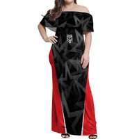 Custom Soccer 2026 USA Off Shoulder Maxi Dress Black Stars Version