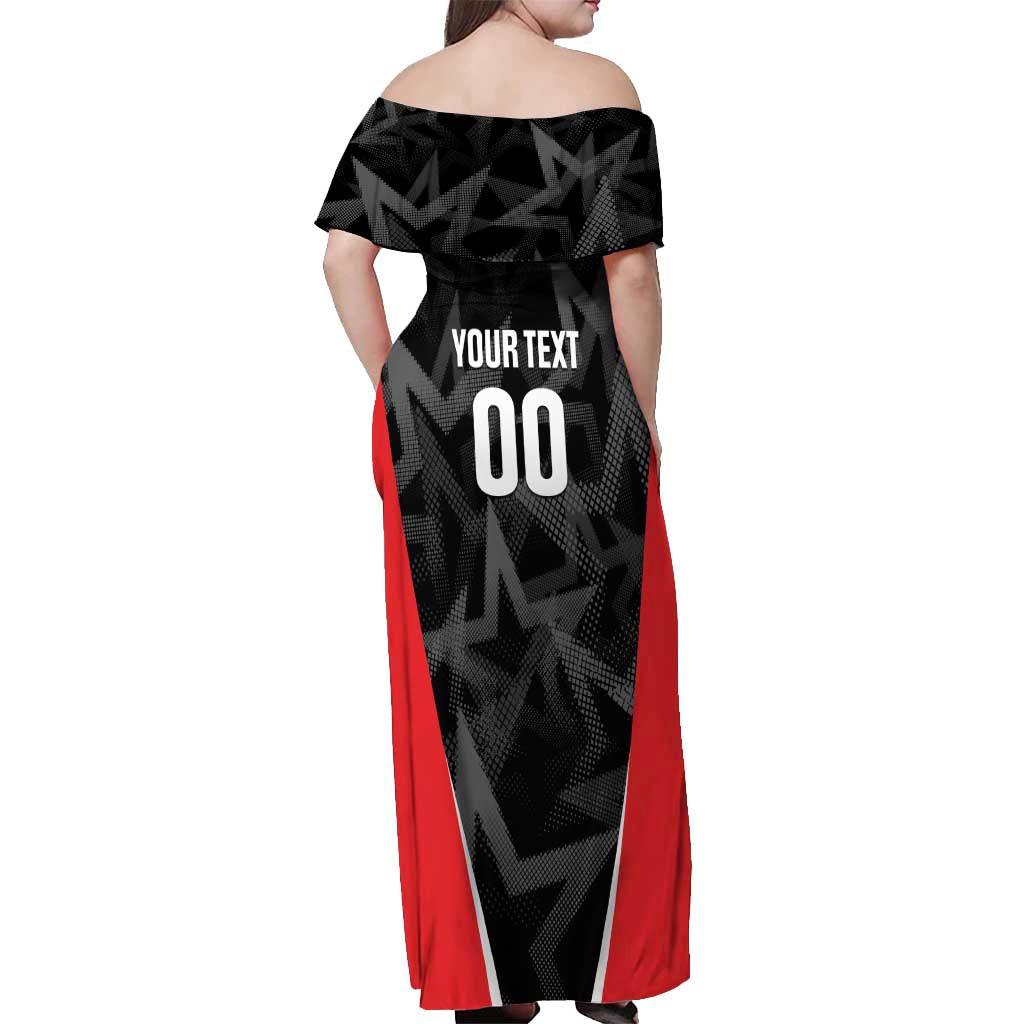 Custom Soccer 2026 USA Off Shoulder Maxi Dress Black Stars Version