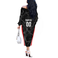 Custom Soccer 2026 USA Off The Shoulder Long Sleeve Dress Black Stars Version