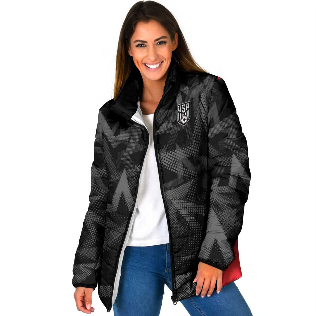 Custom Soccer 2026 USA Padded Jacket Black Stars Version