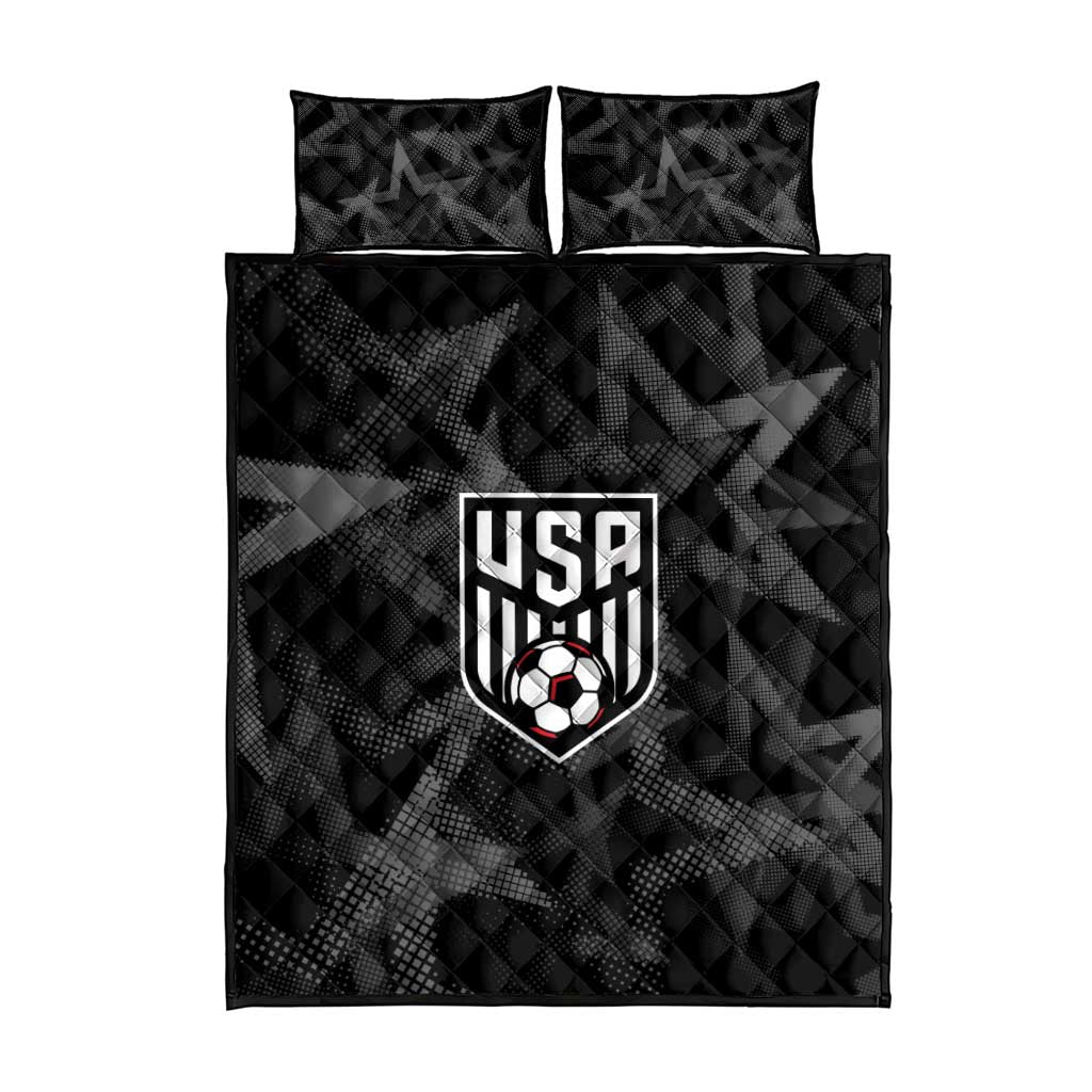 Soccer 2026 USA Quilt Bed Set Black Stars Version