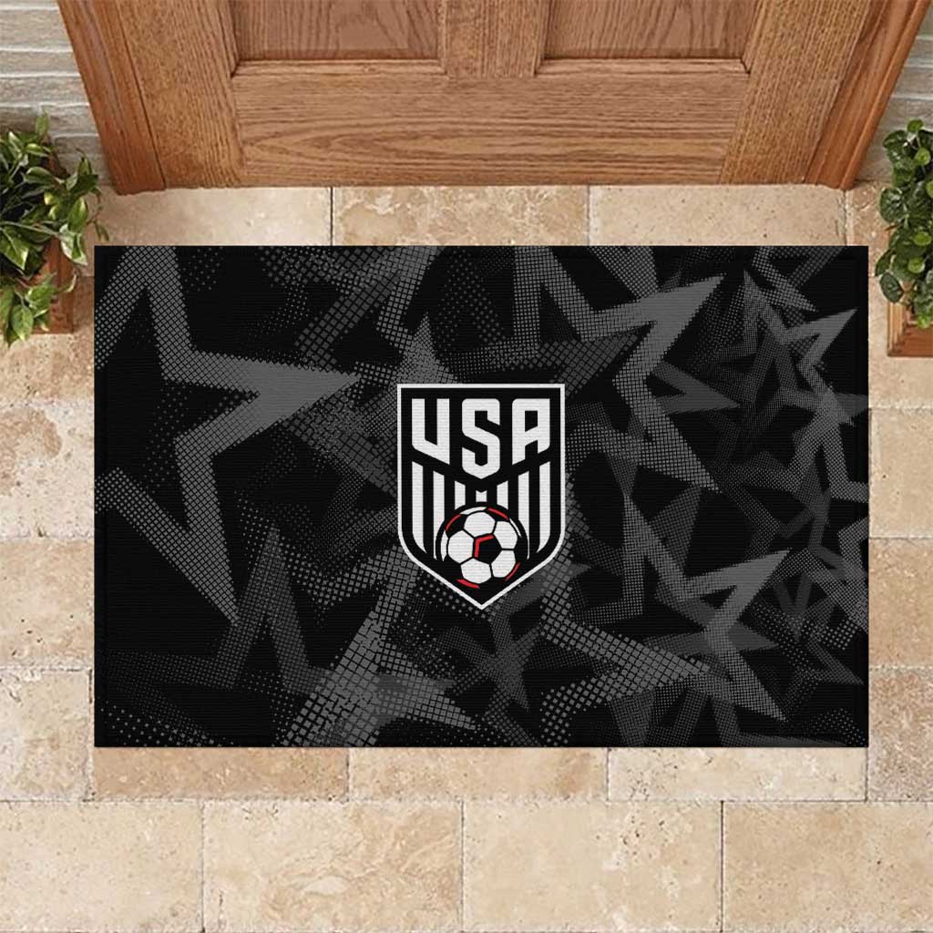 Soccer 2026 USA Rubber Doormat Black Stars Version
