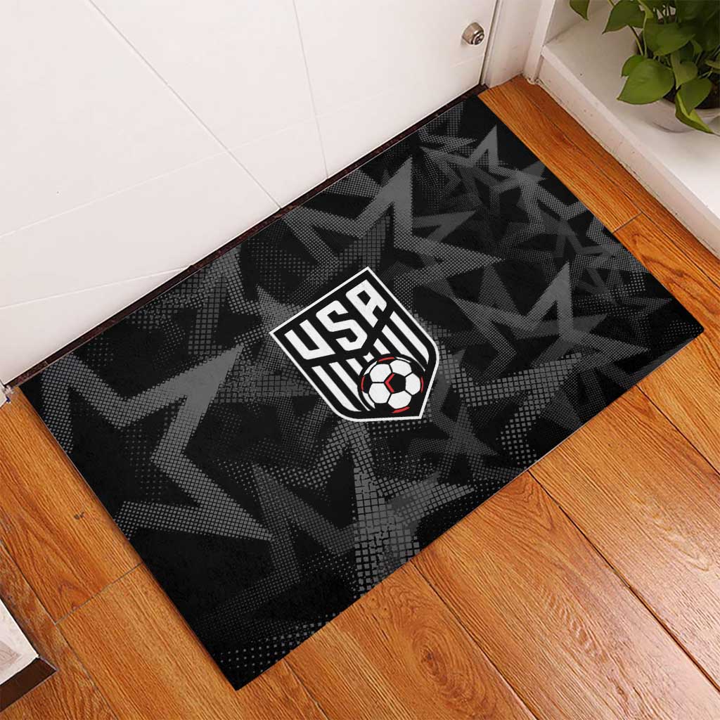 Soccer 2026 USA Rubber Doormat Black Stars Version
