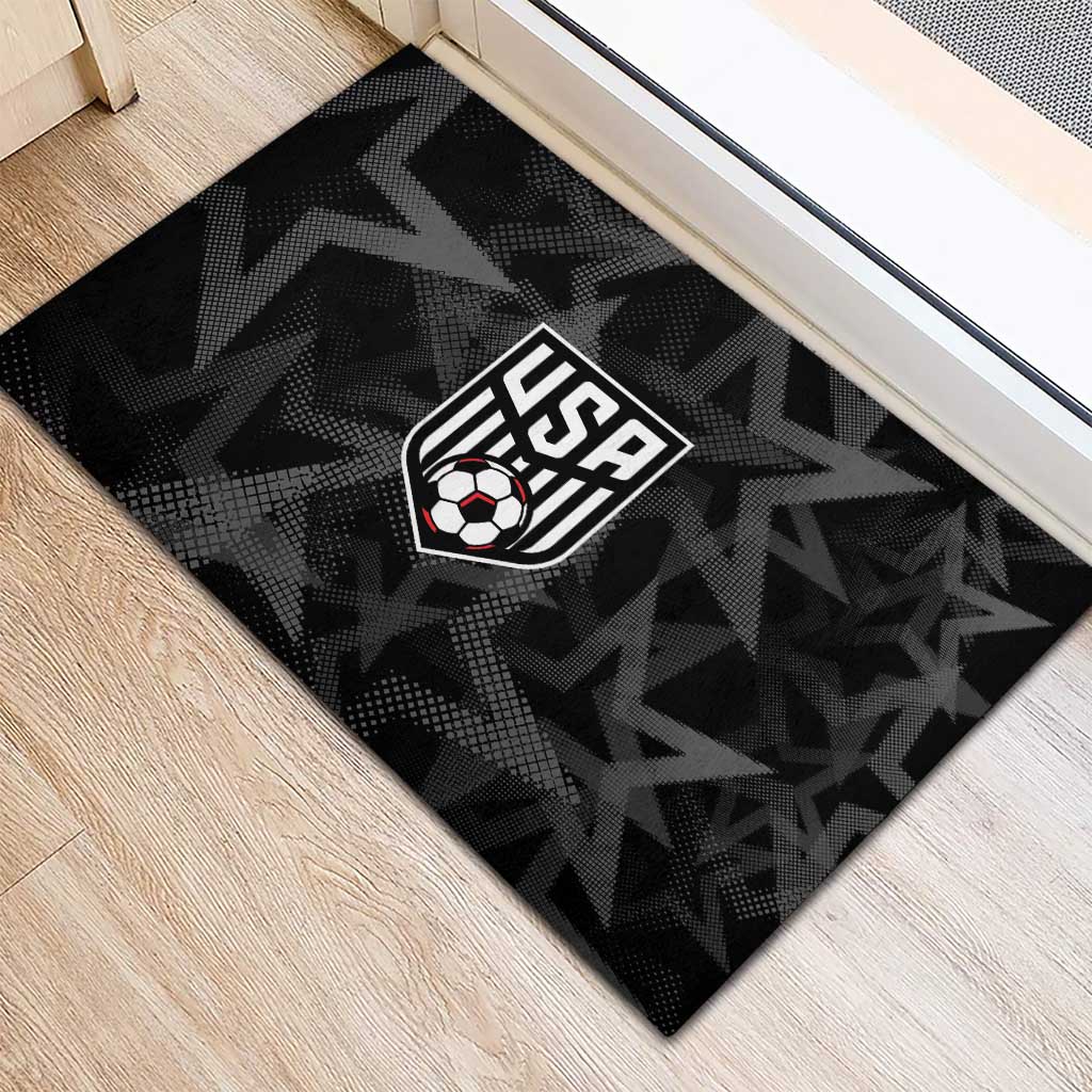 Soccer 2026 USA Rubber Doormat Black Stars Version
