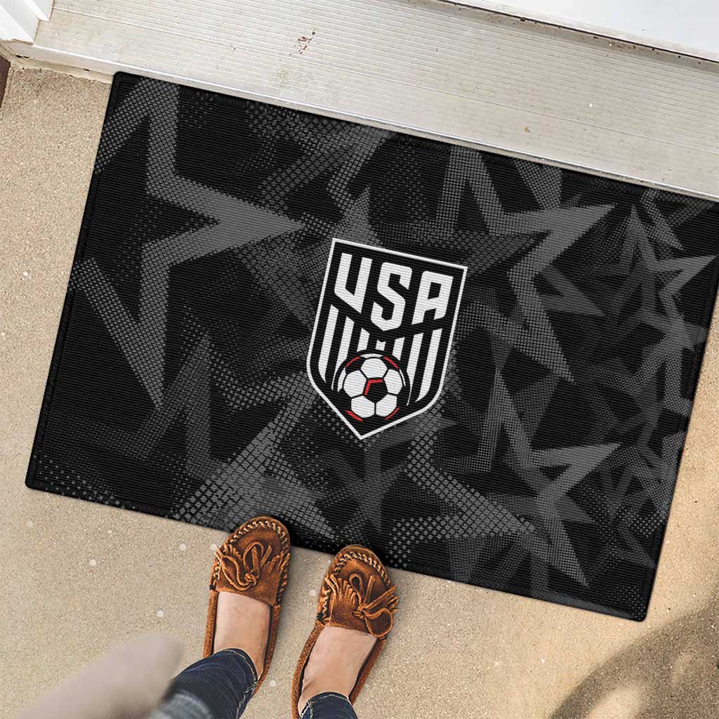 Soccer 2026 USA Rubber Doormat Black Stars Version