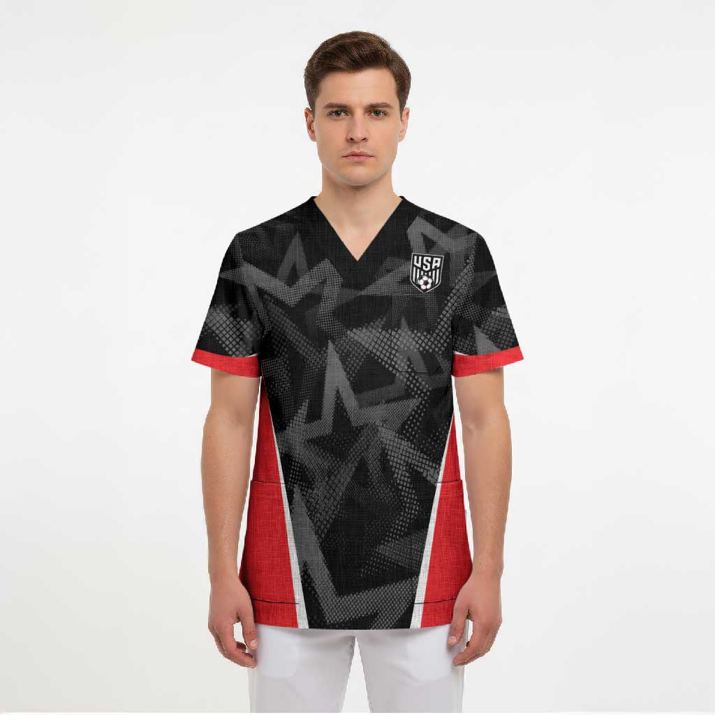 Custom Soccer 2026 USA Scrub Top Black Stars Version
