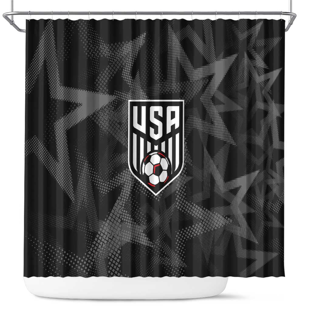 Soccer 2026 USA Shower Curtain Black Stars Version